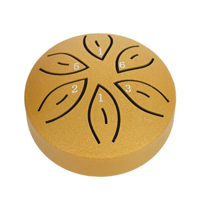 Toba din Otel, 3 Inch, 6 Note, C Cheie, Golden, cu Bete si Carte de Muzica, 4-10 ani