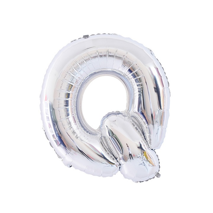 Ezüst betűs lufi, 16 colos, alufóliából, születésnapi party dekorációval
