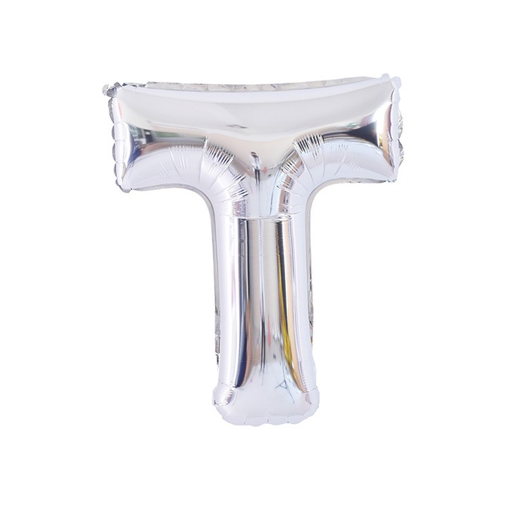 Ezüst betűs lufi, 16 colos, alufóliából, szülinapi party dekorációval