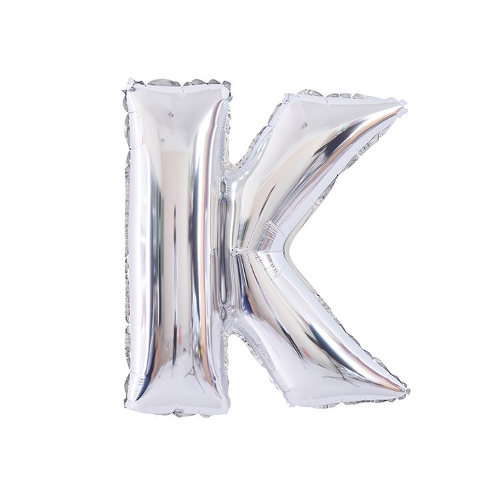 Ezüst betűs lufi, 16 colos, alufóliából, születésnapi party dekorációval