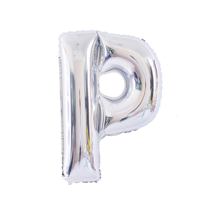 Ezüst betűs lufi, 16 colos, alufóliából, születésnapi party dekorációval