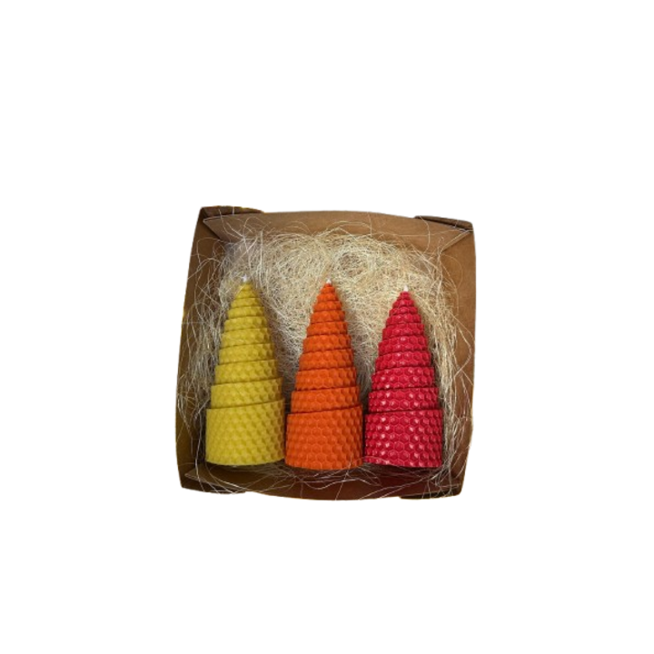 Коледна кутия, CRL, комплект от 3 восъчни греди, жълто, оранжево, червено, 15x15см, греди 10см