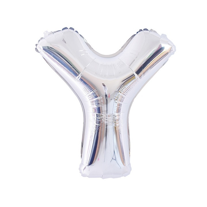 Ezüst betűs lufi, 16 colos, alufóliából, születésnapi party dekorációval