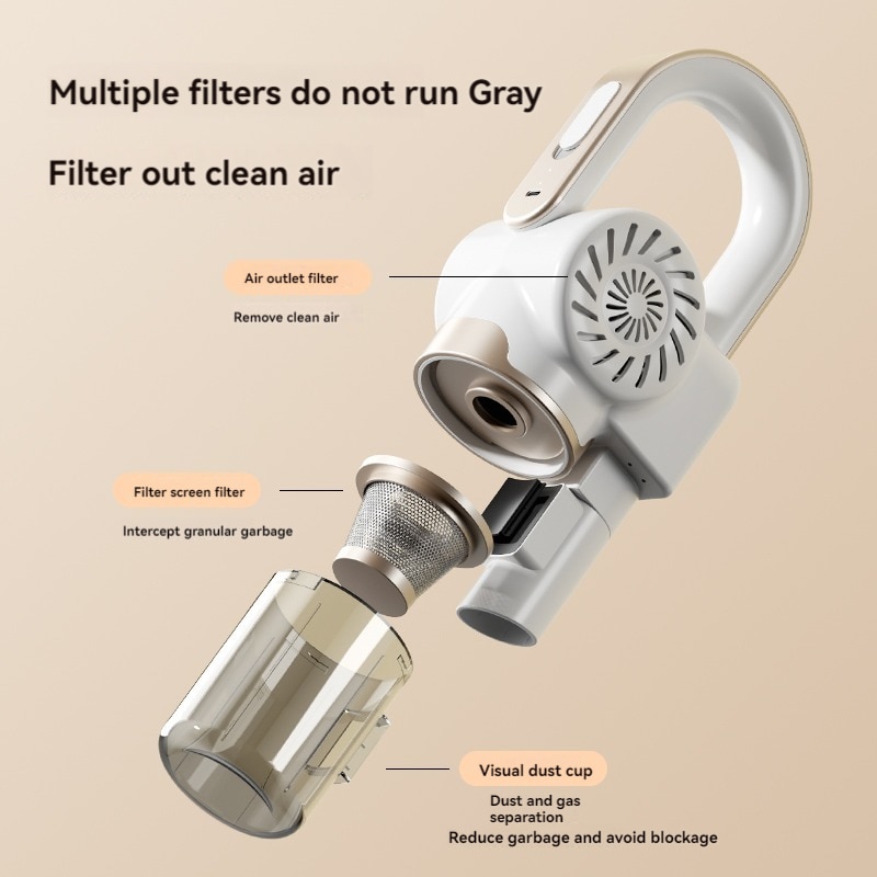 Aspirator fara fir, 120W, sterilizare UVC, 8500Pa, capacitate cupa de praf 260ml, 2000mAh, potrivit pentru lucrari de curatenie casnica, alb
