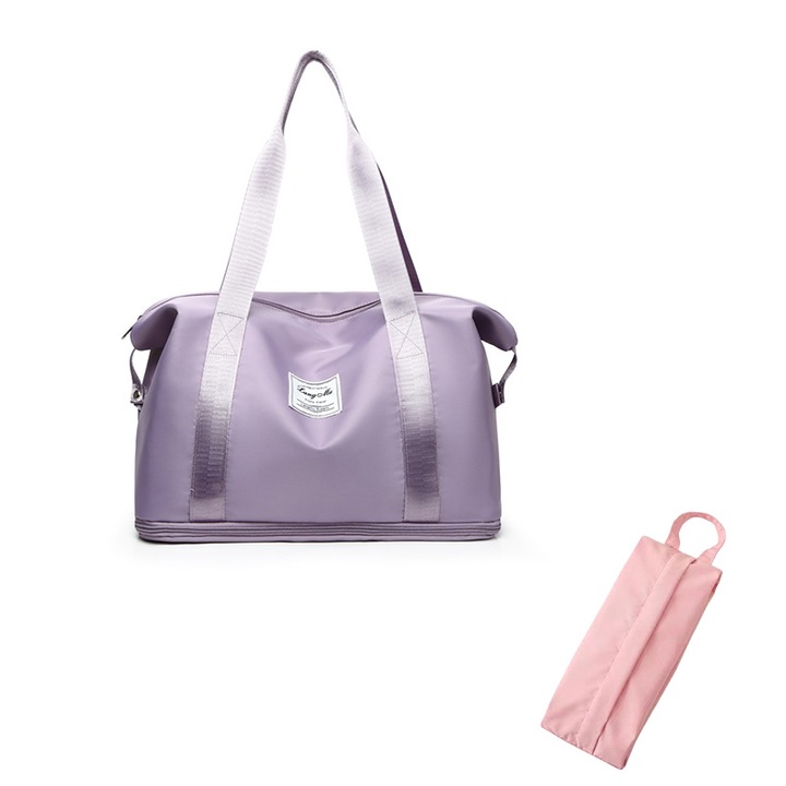 Geanta de voiaj, Majurphy, Extensibil, segregarea uscata si umeda, rezistent la zgarieturi si uzura, impermeabil, Oxford Fabric, Violet