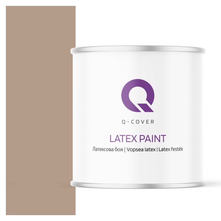 Vopsea latex, Q-Cover, Aramiu H4934, pentru interior, pe baza de apa, galeti de fier, usor de aplicat, rezistent la frecare, elimina reflexiile luminii, sigura pentru persoanele alergice, fara miros, tixotropa, Mat, 2L