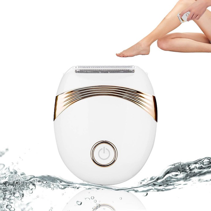 Epilator Lingo portabil, USB, inox/plastic, alb/auriu, pentru utilizare rapida si precisa