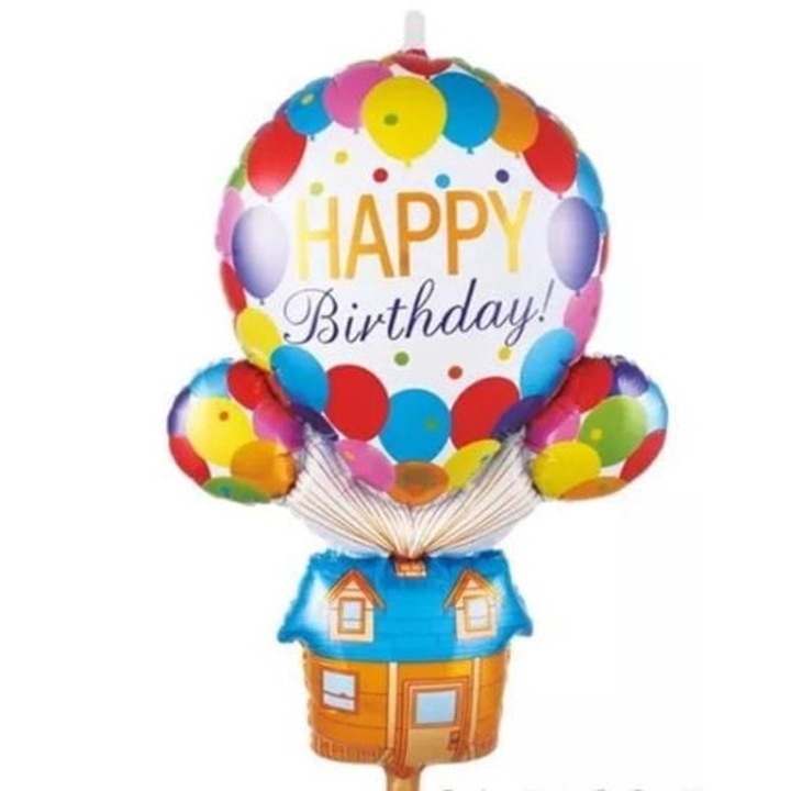 Balon folie Happy Birthday, Balon cu aer cald, 70 cm, DOMI PARTY&GIFTS