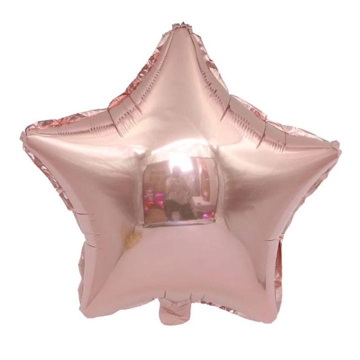 Rózsarany csillag fólia lufi, 45 cm, DOMI PARTY&GIFTS