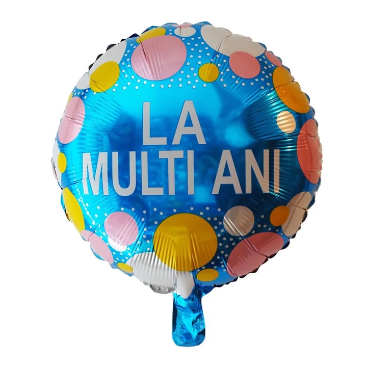 Balon folie rotund, albastru, La multi ani, 45 cm, DOMI PARTY&GIFTS