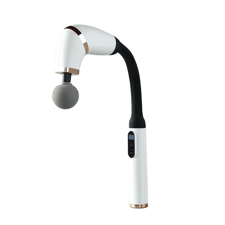 Lingo masszázspisztoly, 4 cserélhető fej, 6 sebesség, 1400-3200 RPM, 3 üzemmód, fehér