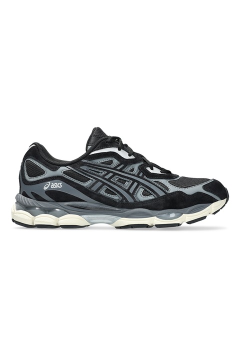 Asics, Nyersbőr hatású sneaker textilbetétekkel, Fekete/Világosszürke