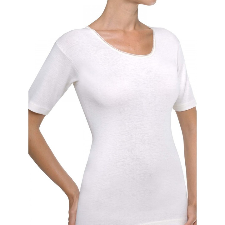 Tricou sport dama Helios, maneca scurta, lana/bumbac, alb, 3XL INTL