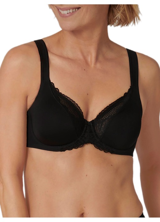 Sutien dama Triumph, Modern, suport excelent, bumbac/dantela, negru