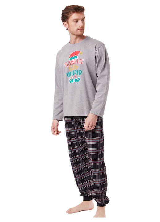 Set pijamale barbati Minerva, design Tineret Elf, material 100% bumbac, gri, confort maxim.