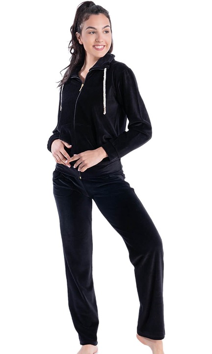 Trening de dama RACHEL - catifea moale - negru foarte cald L