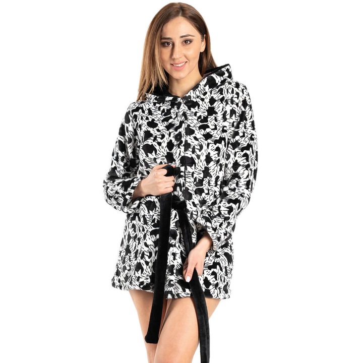 Halat dama KOYOTE, Fleece, negru/alb, M