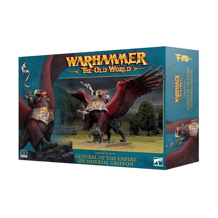 Warhammer The Old World Game Expansion, General of the Empire on Imperial Griffon, Games Workshop, 74 Pieces, Grey