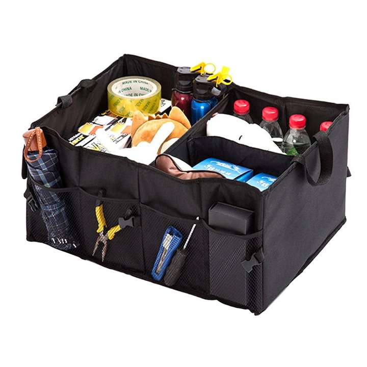 Organizator portbagaj auto cu 9 buzunare eBA®, 55 x 38 x 26cm, culoare neagra