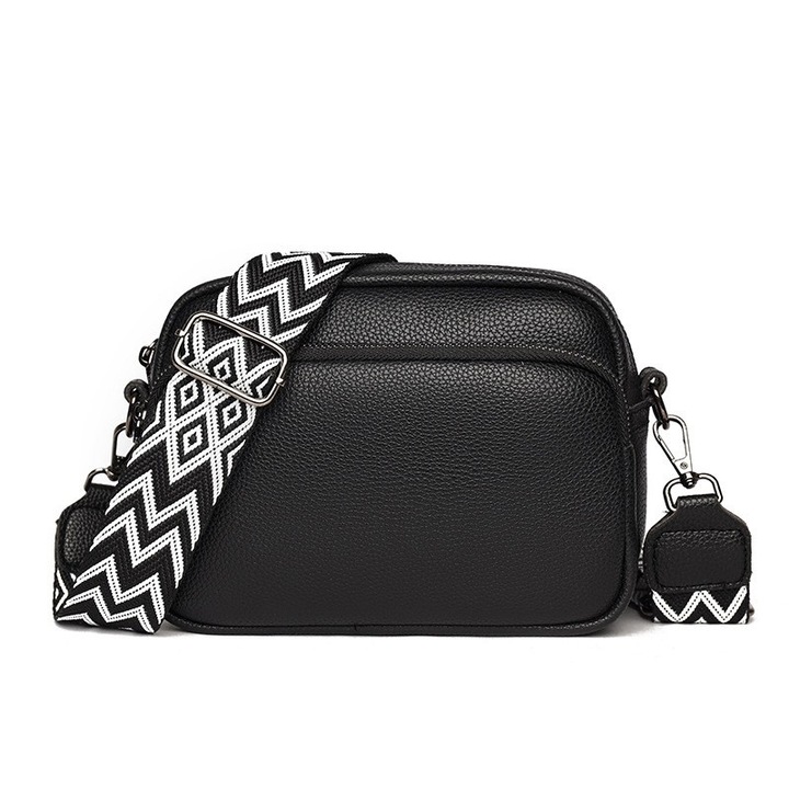 Geanta dama, VANTHEIR, Piele naturala, 16x21cm, Negru
