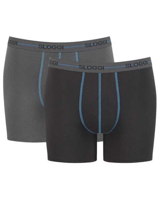 Boxeri Sloggi, set 2 bumbac pur, talie elastica, gri, Gri