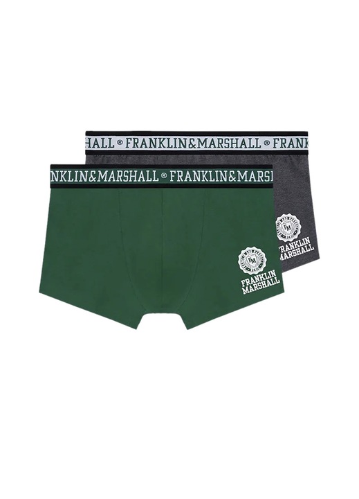 Boxeri Franklin Marshall, set 2 perechi, bumbac, verde/gri, Verde/Gri