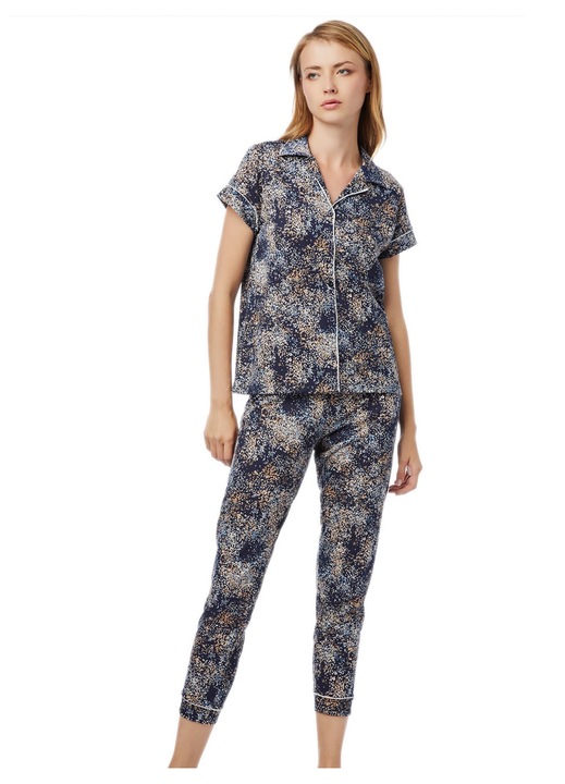 Pijamale dama Minerva, set, modal moale, albastru, design elegant
