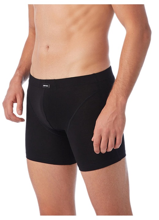 Set lenjerie intima barbati Minerva, 2 perechi de boxeri lung, bumbac, negru, 2XL INTL