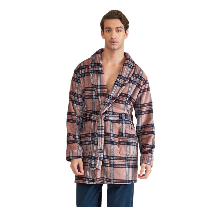 Halat barbati HARMONY, design in carouri, multicolor, fleece, XL INTL