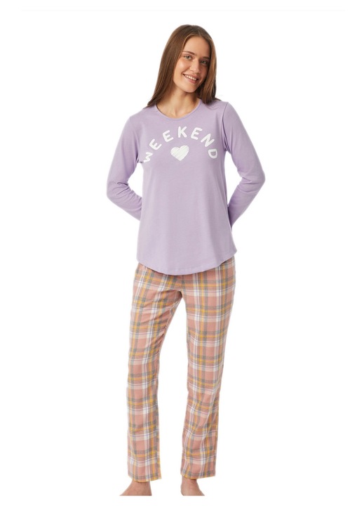 Pijamale dama Minerva, PANTS FLANNEL, 100% bumbac, lavanda
