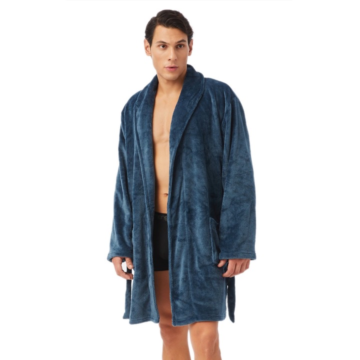 Halat pentru barbati Minerva, fleece, cu buzunare, bleumarin, M-L INTL