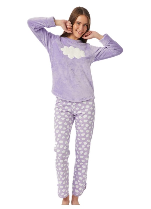 Pijamale dama Minerva, Lana calda si bumbac, Lavanda