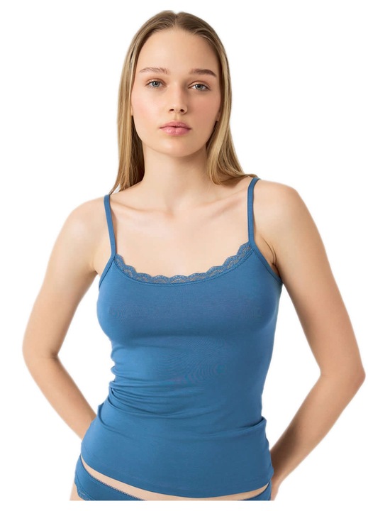 Maiou sport dama Minerva, Modal/dantela, albastru