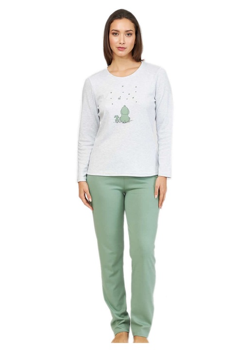 Pijamale dama HARMONY, Elephant, 100% bumbac, gri melanze