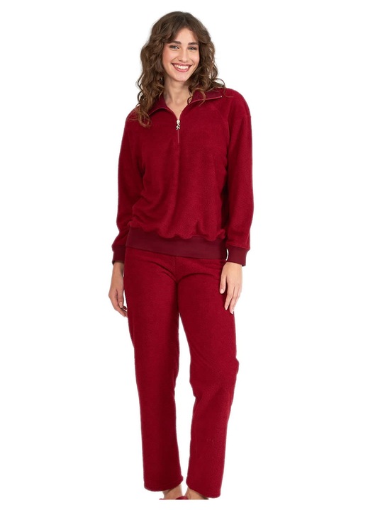 Pijamale dama HARMONY, fleece moale, guler larg, Lana
