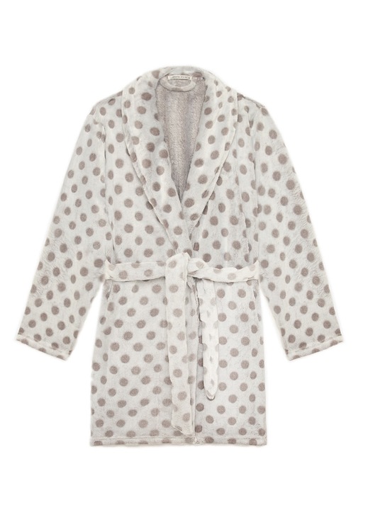 Halat dama Minerva, fleece, Alb/Gri