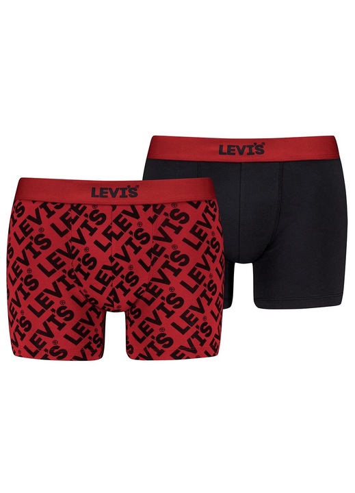 Set 2 perechi de boxeri Levi's, bumbac organic, rosu/negru