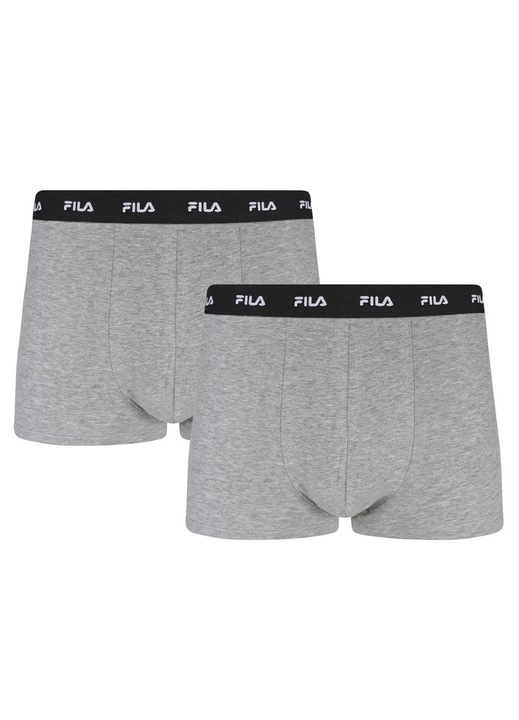 Set 2 perechi de Boxeri Fila, bumbac, talie elastica, gri