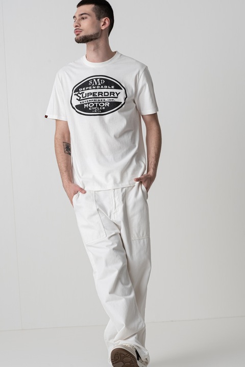 Superdry & Co, Свободна тениска Vintage Biker, Черен/Мръснобял