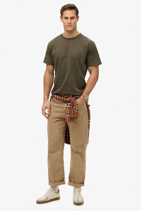 Superdry & Co, Тениска с овално деколте SD0APM1012208A000000, Маслинено зелено