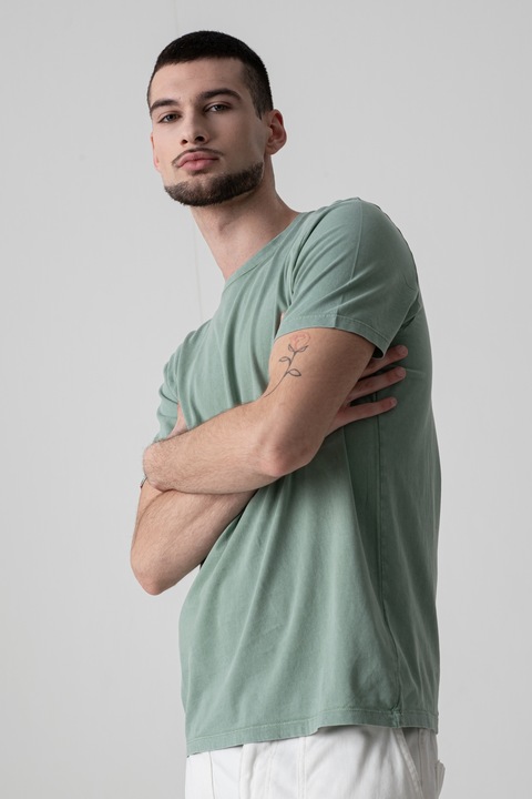 Superdry & Co, Памучна тениска Classic Essential, Светлозелен