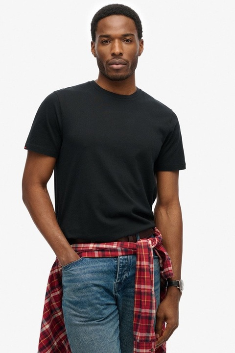 Superdry & Co, Памучна тениска Classic Essential, Черен