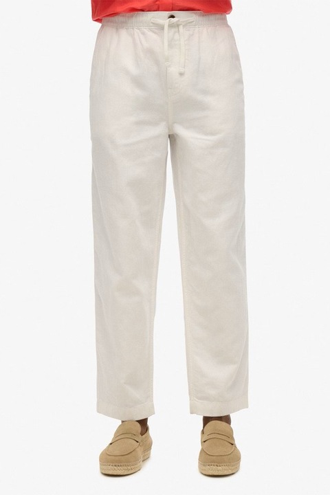 Superdry & Co, Прав панталон с лен, Бял