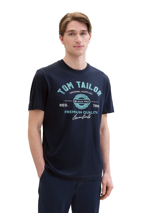 Tom Tailor, Памучна тениска с лого, Тъмносин
