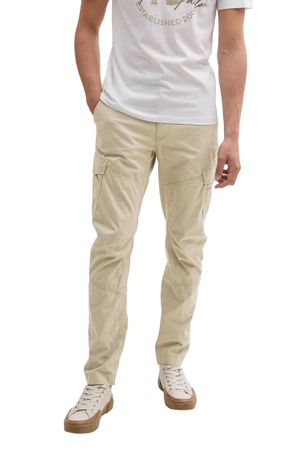 Tom Tailor, Pantaloni cargo conici regular fit, Bej deschis, XL