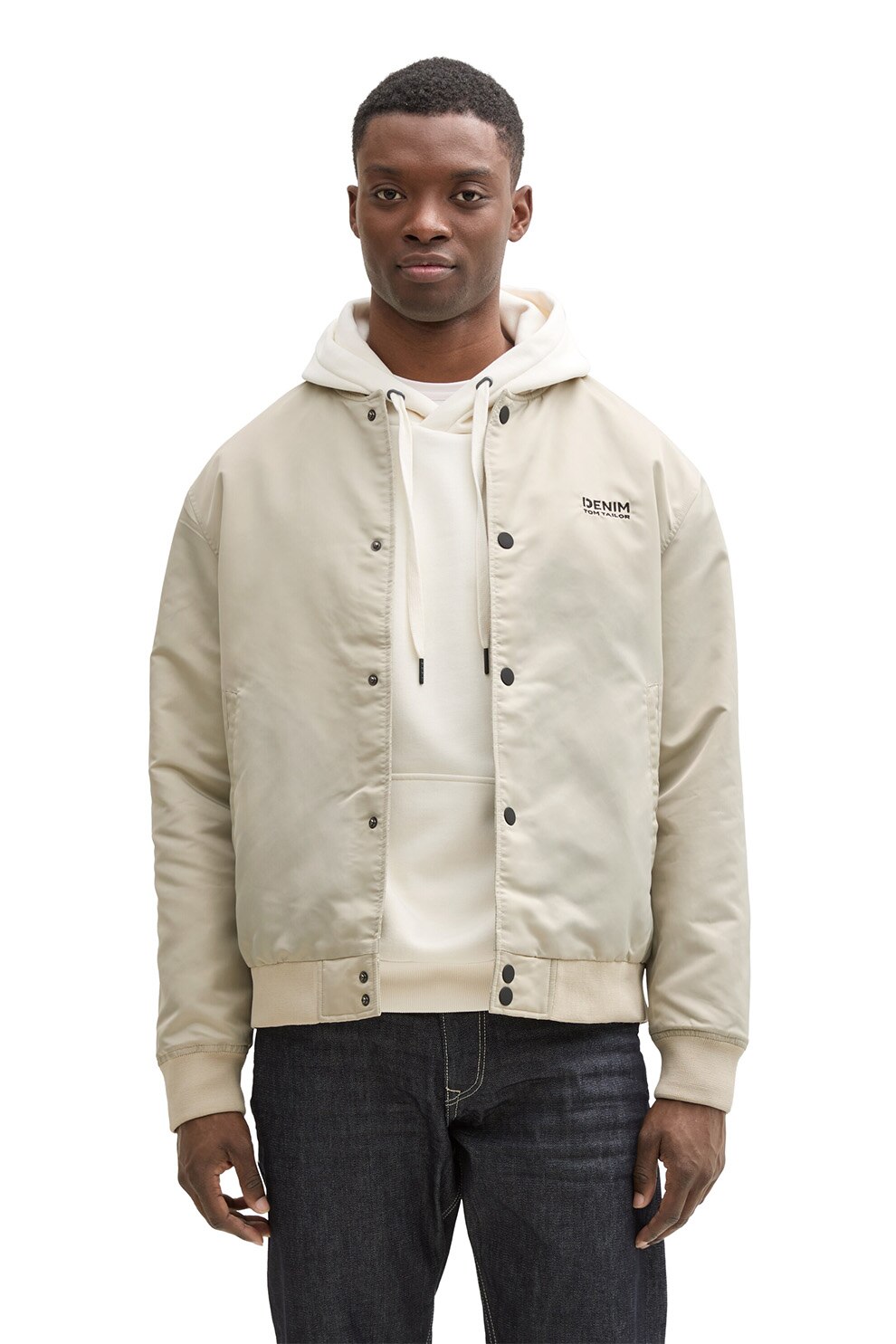 Tom Tailor, Jacheta bomber cu logo, Bej deschis, 2XL - eMAG.ro