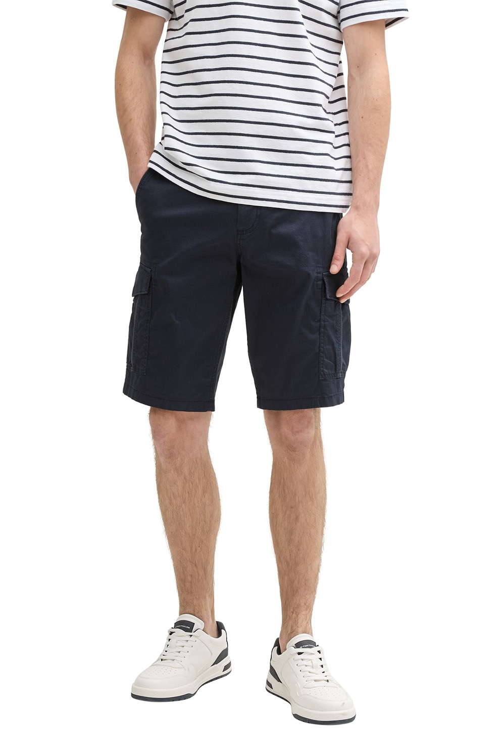 Tom Tailor, Bermude cargo cu talie medie, Bleumarin, 32