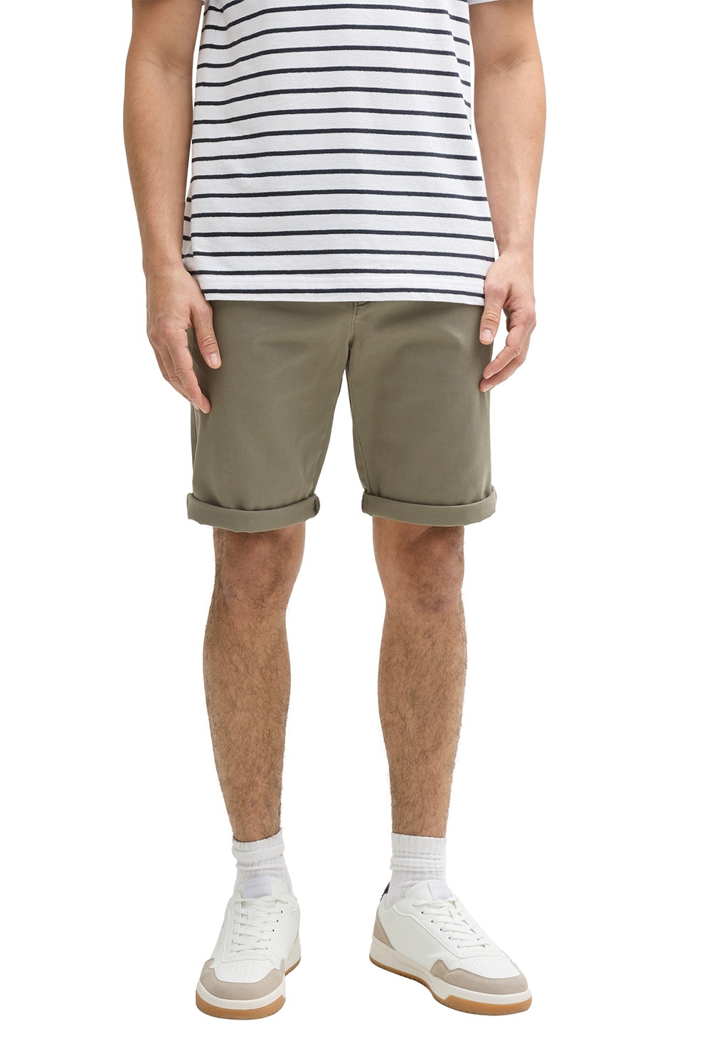 Tom Tailor, Bermude cargo cu buzunare oblice, Verde masliniu, 32