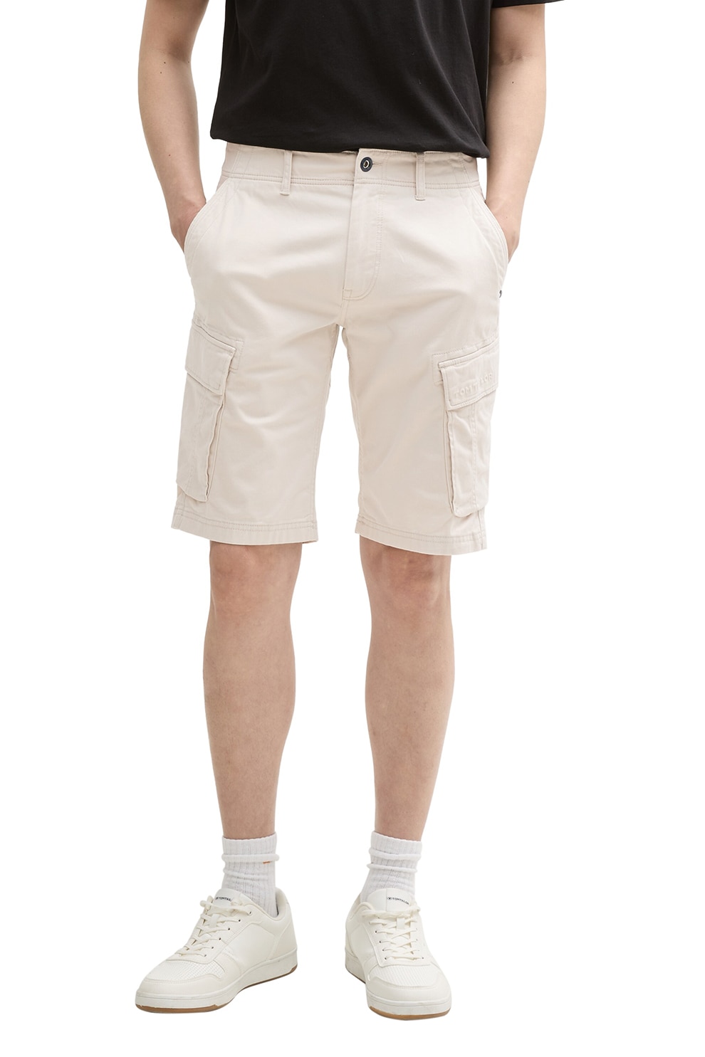 Tom Tailor, Pantaloni cargo scurti, Crem, 33