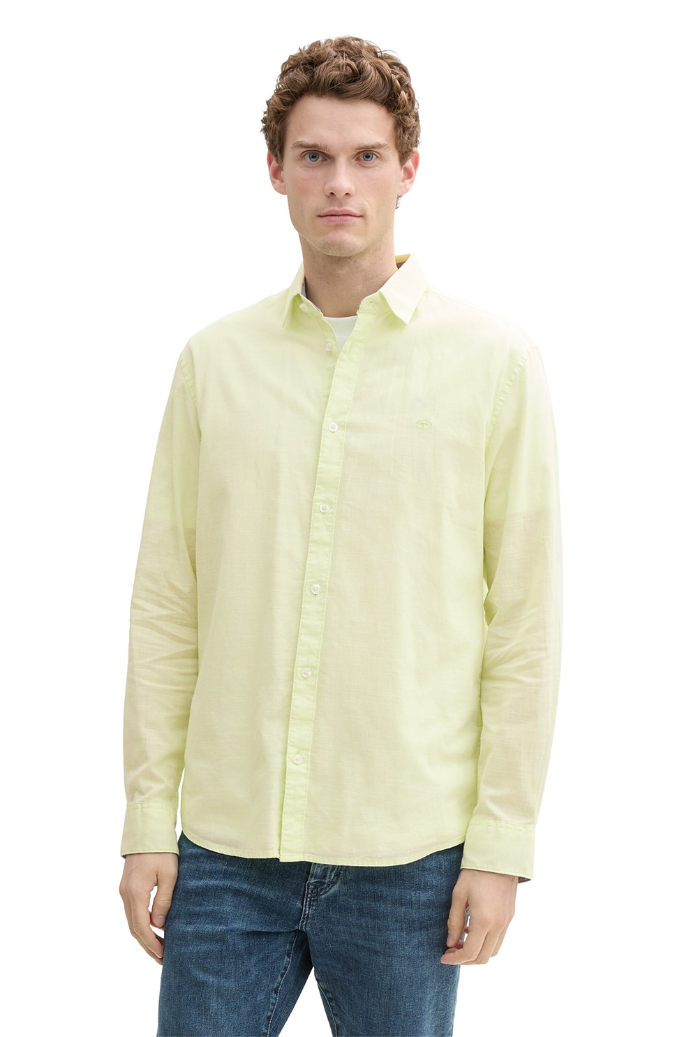 Tom Tailor, Camasa uni de bumbac, Galben, M